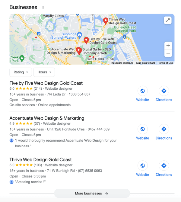 Example Of Google Business Listings