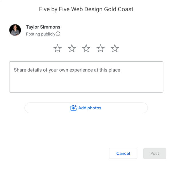 Google Business Review Layout